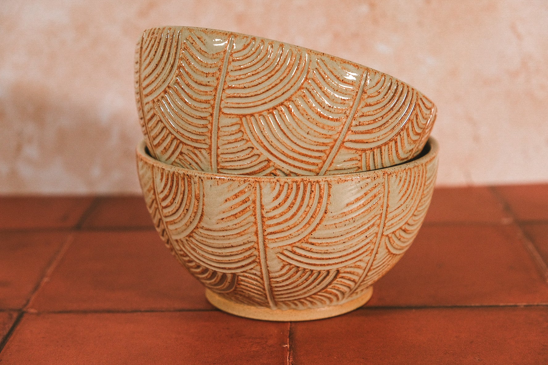 Hand-Carved Ceramic Bowl